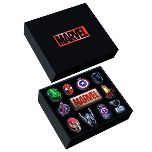 Marvel Scatola Regalo 11 Portachiavi In Metallo Avengers Spiderman Hulk America.