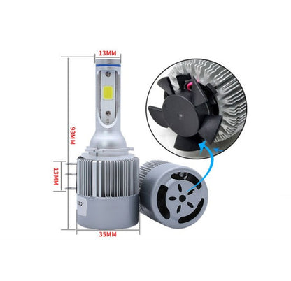 COPPIA LAMPADE AUTO MOTO C6 H15 LED 7600L 72W 6000K BIANCO FREDDO FARI LAMPADINE
