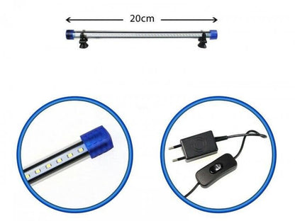 Barra Led Lampada Neon Per Acquario Impermeabile Immersione Luce BIANCA 20cm