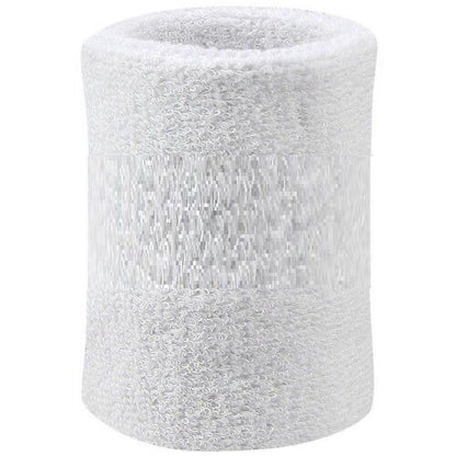 Polsino Tergisudore Elastico Polsiera In Spugna Cotone Tennis/Sport/Gym Bianco