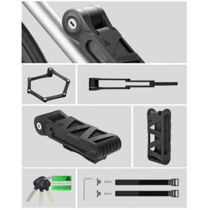 The One Catena Sicurezza Richiudibile Pieghevole Antifurto Bici Lucchetto Nero
