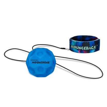 Waboba Pallina Original LED Bounceback Ball (MOONSHINE) Palla con Luce LED al guinzaglio, Super Rimbalzo, per Interni ed Esterni IPER RIMBALZANTE, Giocattolo per saltare ad alte prestazioni per un'estate di divertimento senza fine (BLU)