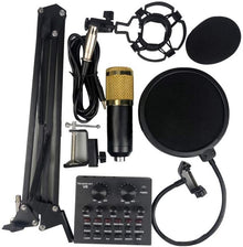 BM-800 MICROFONO CONDENSATORE PER CANTO + V8 SCHEDA AUDIO PC KARAOKE STREAMING