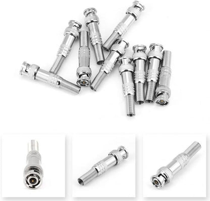 10pz SPINOTTI CONNETTORE BNC A VITE MASCHIO METALLO PER CAVO RG59 TELECAMERE DVR