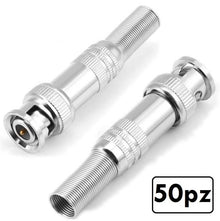 50pz SPINOTTI CONNETTORE BNC A VITE MASCHIO METALLO PER CAVO RG59 TELECAMERE DVR