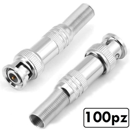 100pz SPINOTTI CONNETTORE BNC A VITE MASCHIO in METALLO CAVO RG59 TELECAMERE DVR