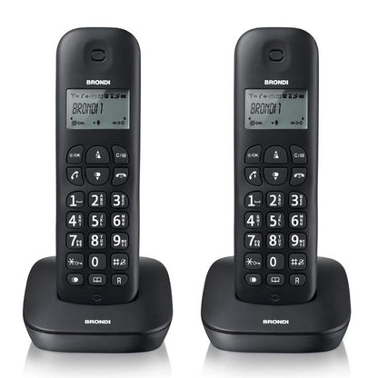 BRONDI GALA TWIN TELEFONO CORDLESS DOPPIO PORTATILE UFFICIO CASA MEMO DECT NERO