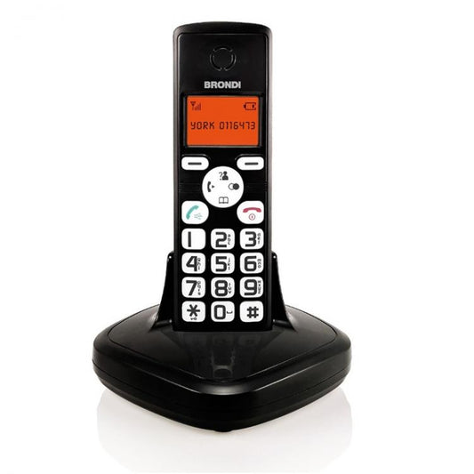 BRONDI TELEFONO CORDLESS YORK NERO SENZA FILO PORTATILE UFFICIO HOTEL NEGOZIO