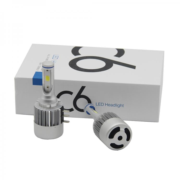 COPPIA LAMPADE AUTO MOTO C6 H15 LED 7600L 72W 6000K BIANCO FREDDO FARI LAMPADINE