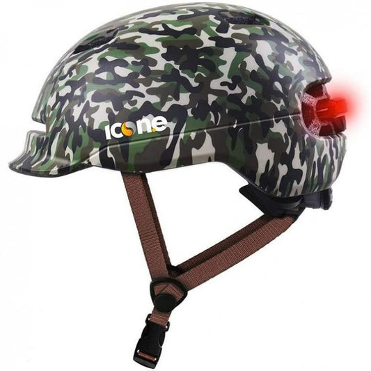 The One Casco Unisex Protezione Bici Con Luce Led Posteriore Camouflage Green