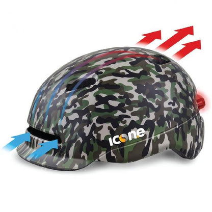 The One Casco Unisex Protezione Bici Con Luce Led Posteriore Camouflage Green
