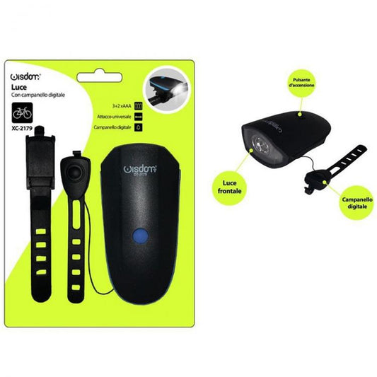 Luce Anteriore Per Bici Con Campanello Fanale Led Bicicletta Faro Torcia Tromba