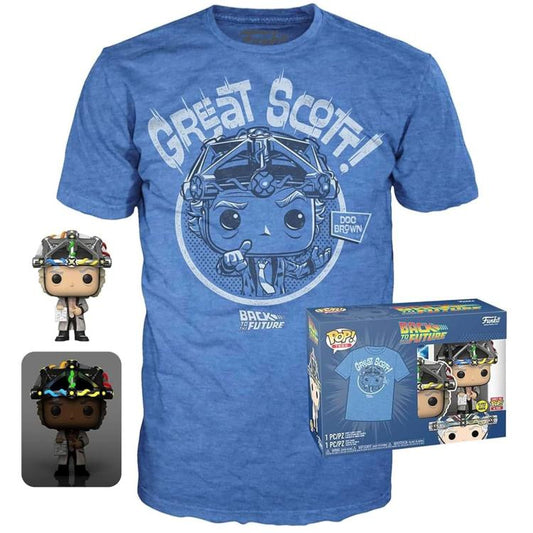 Funko Pop ! Tees Back To The Future Doc W/ Helmet 959 Glows T-Shirt Taglia L