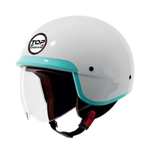 Casco Baby Moto Scooter Omologato per Bambini Visiera Bianco/Blu Tg.YS 49-51 cm