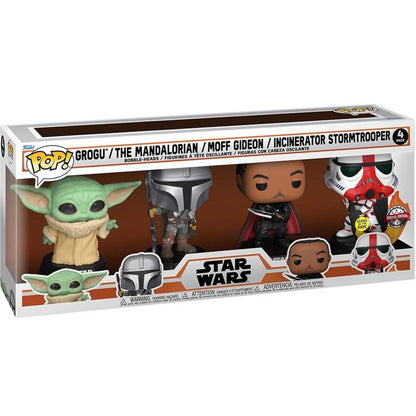 Funko Pop ! Star Wars Grogu-Mandalorian-Moff Gideon-Incinerator Stormtroper- 4Pk