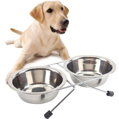 Ciotola Doppia Mangiatoia Per Animali Ciotole In Acciaio Scodelle Cani Gatti | L