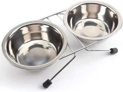 Ciotola Doppia Mangiatoia Per Animali Ciotole In Acciaio Scodelle Cani Gatti | L