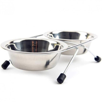 Ciotola Doppia Mangiatoia Per Animali Ciotole In Acciaio Scodelle Cani Gatti | S