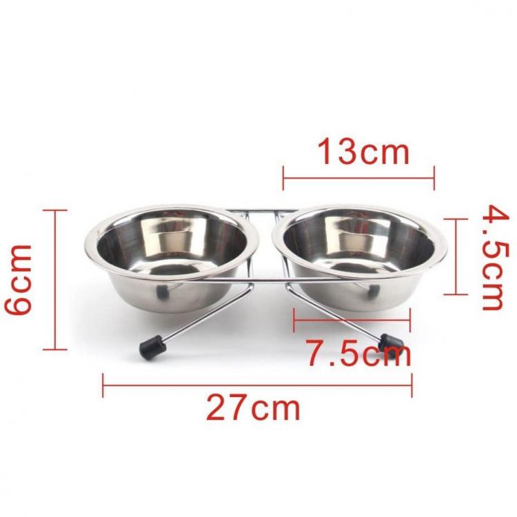 Ciotola Doppia Mangiatoia Per Animali Ciotole In Acciaio Scodelle Cani Gatti | S