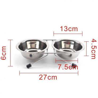 Ciotola Doppia Mangiatoia Per Animali Ciotole In Acciaio Scodelle Cani Gatti | S
