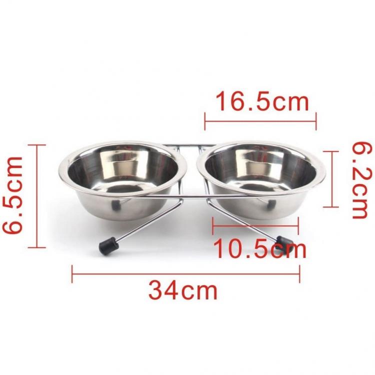 Ciotola Doppia Mangiatoia Per Animali Ciotole In Acciaio Scodelle Cani Gatti | M