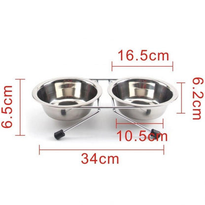 Ciotola Doppia Mangiatoia Per Animali Ciotole In Acciaio Scodelle Cani Gatti | M