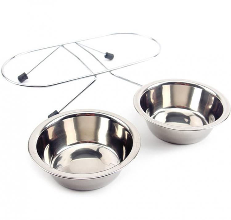 Ciotola Doppia Mangiatoia Per Animali Ciotole In Acciaio Scodelle Cani Gatti | M