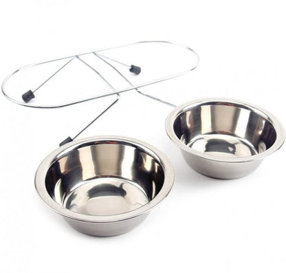 Ciotola Doppia Mangiatoia Per Animali Ciotole In Acciaio Scodelle Cani Gatti | M