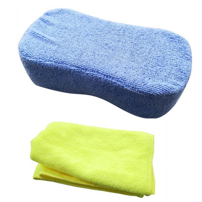Kit Pulizia Auto Camion Moto Spugna + Panno In Microfibra Autolavaggio Esterno