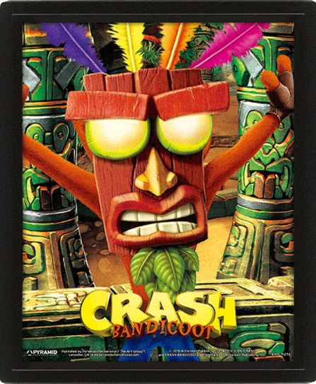 Pyramid - Crash Bandicoot (Mask Power Up) Poster 3D Lenticular Incorniciato Ps4