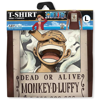 ABYstyle - T-Shirt One Piece - Maglietta One Piece (Wanted Luffy) Chocolate - Maglia (Tg. L)