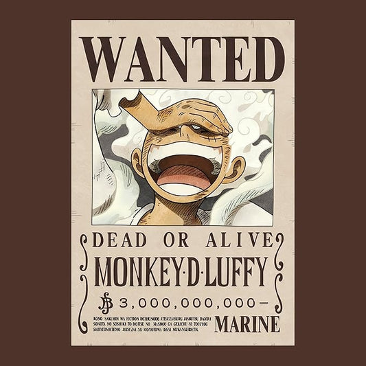 ABYstyle - T-Shirt One Piece - Maglietta One Piece (Wanted Luffy) Chocolate - Maglia (Tg. L)