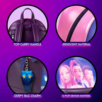 K-POP Demon Hunters (Huntrix) Zaino ufficiale Mini Backpack per scuola, università Zainetto da viaggio, con cinghie regolabili