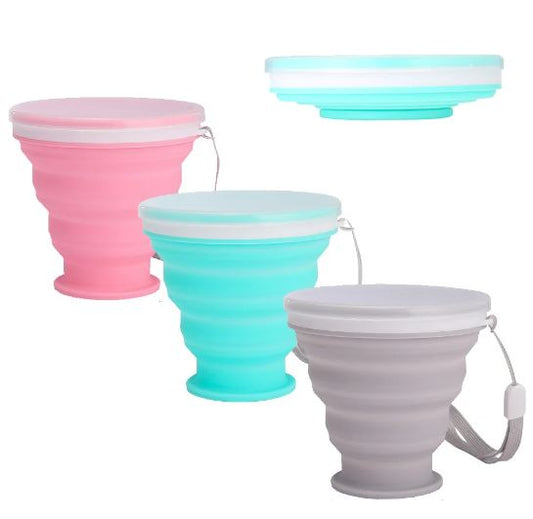 BICCHIERE IN SILICONE PIEGHEVOLE TELESCOPICO 200ml PER SCUOLA CAMPEGGIO TREKKING