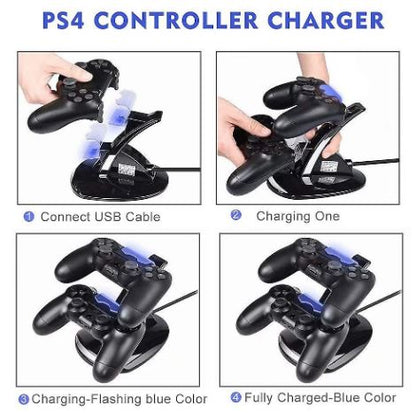 BASE DI RICARICA PER 2 CONTROLLER PLAYSTATION 4 CARICATORE DUALSHOCK V2 PS4 DOCK