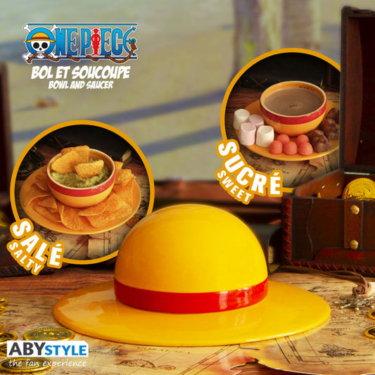 ABYstyle - Ciotola Ramen ONE PIECE - Strawhat (Cappello di paglia) Bowl e Piattino 270 ml - (Set Ciotola E Piatto) Cucina Giapponese - Cardboard box