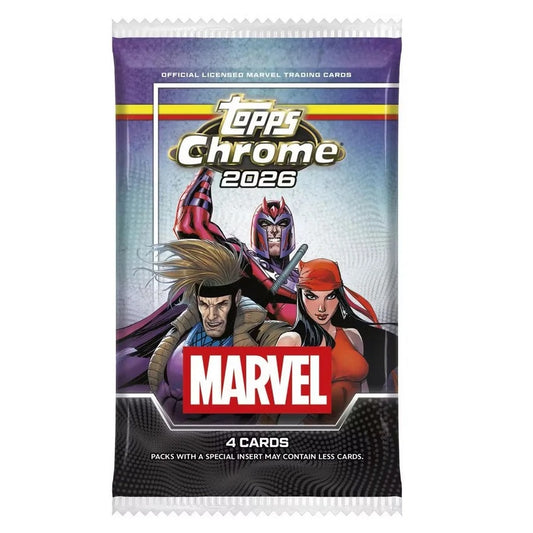 Topps Chrome 2026 Marvel Comics - Value Box - Card Collezionabili 32 Carte Ufficiali - 8 Buste TCG