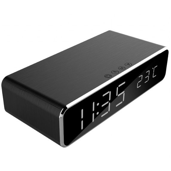 Gembird Sveglia Digitale Funzione Caricatore Wireless Ricarica Smartphone Nera