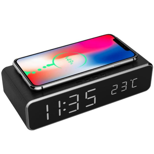 Gembird Sveglia Digitale Funzione Caricatore Wireless Ricarica Smartphone Nera