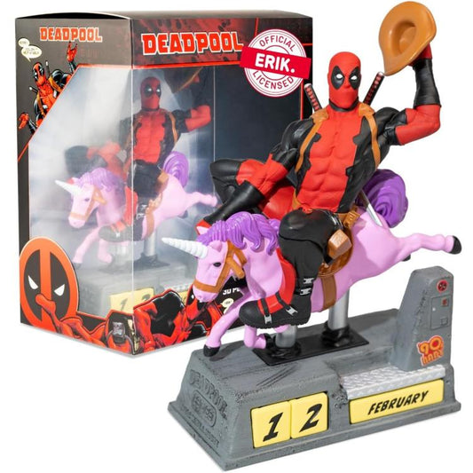 Marvel Deadpool Pony Calendario 3D Perpetuo Da Tavolo Figure Gadget Statua 21Cm