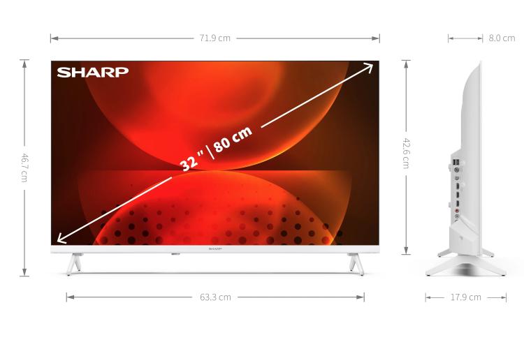 Sharp - Smart Tv 32" Android Led Frameless Hd Wi-Fi Chromecast 32Fh2Ew - Bianco