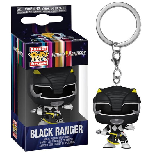 Funko Pop ! Keychain Tv Power Rangers 30Th (Black Ranger) Portachiavi Vinyl 4Cm