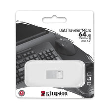 Kingston Pendrive 64GB DTMC3G2/64GB DataTravel Micro Gen.1 USB-A 3.2 Chiavetta Metallo Type-A Memoria Drive Flash PC 200MB/s(R) Silver Metal