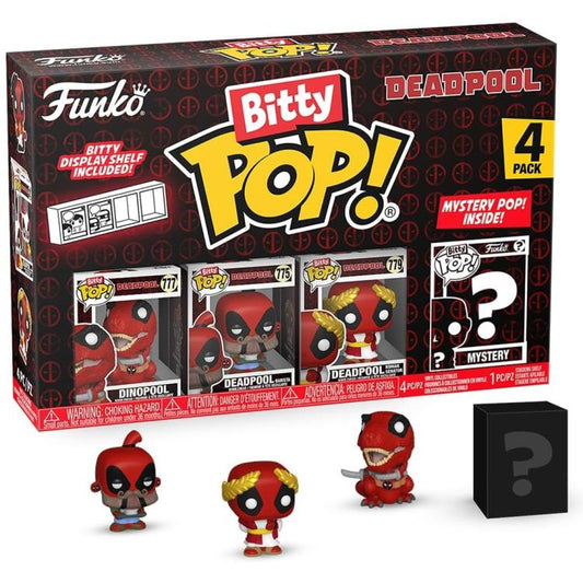 Funko Bitty Pop! Deadpool Dinopool/Deadpool Barista/Roman Senator 4 Pack Mistery