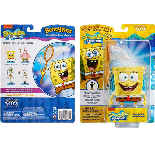 BENDYFIGS - SPONGEBOB SQUAREPANTS (SPONGEBOB) FIGURE WITH DISPLAY STAND GIOCO