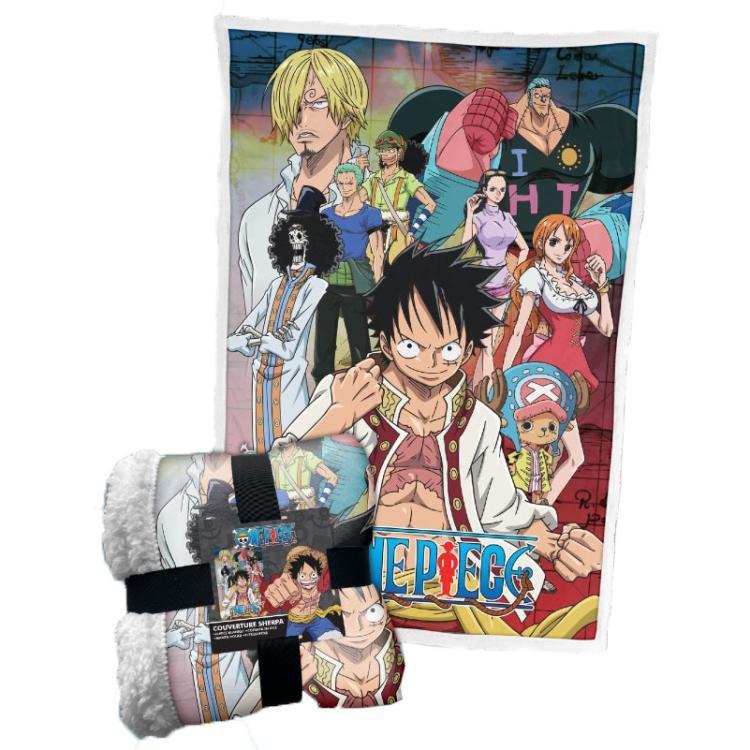 COPERTA SHERPA ONE PIECE CAKE ISLAND MONKEY D.LUFFY ZORO PLAID PILE 100X150