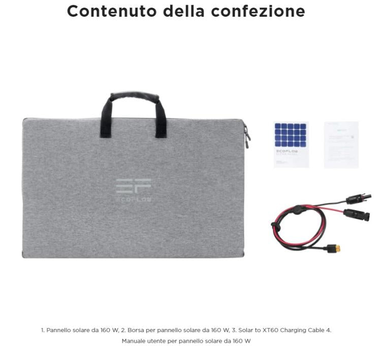 Ecoflow Pannello Solare Da 160W Portatile E Pieghevole Per Campeggio Camper Ip68