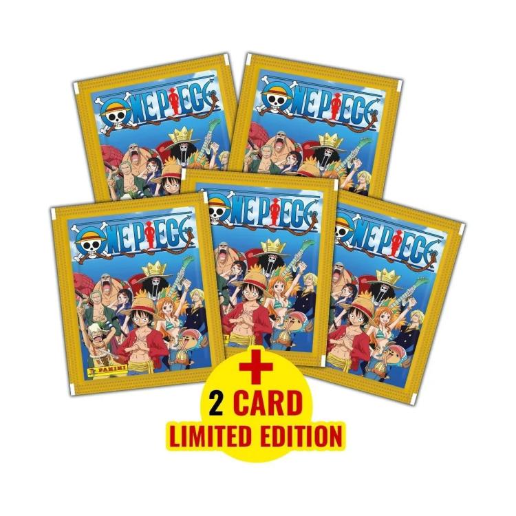 One Piece Sticker Panini Pack Ecoblister 5 Bustine + 5 Card + 1 Card Limited