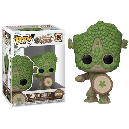Funko Pop ! Marvel Groot As Captain America - (1392) Statuetta Vinyl Figure 9Cm