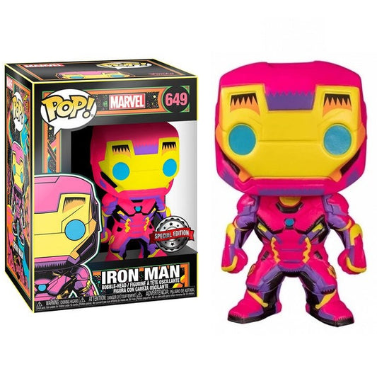 Funko Pop ! Marvel - (649) Iron Man Black Light Figure Vinyl Special Edition 9Cm